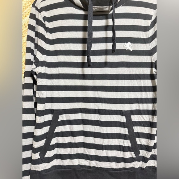 Express Lightweight Sweatshirt w/Hood,Black & Gray,Striped, Men's Size Small - Picture 2 of 10